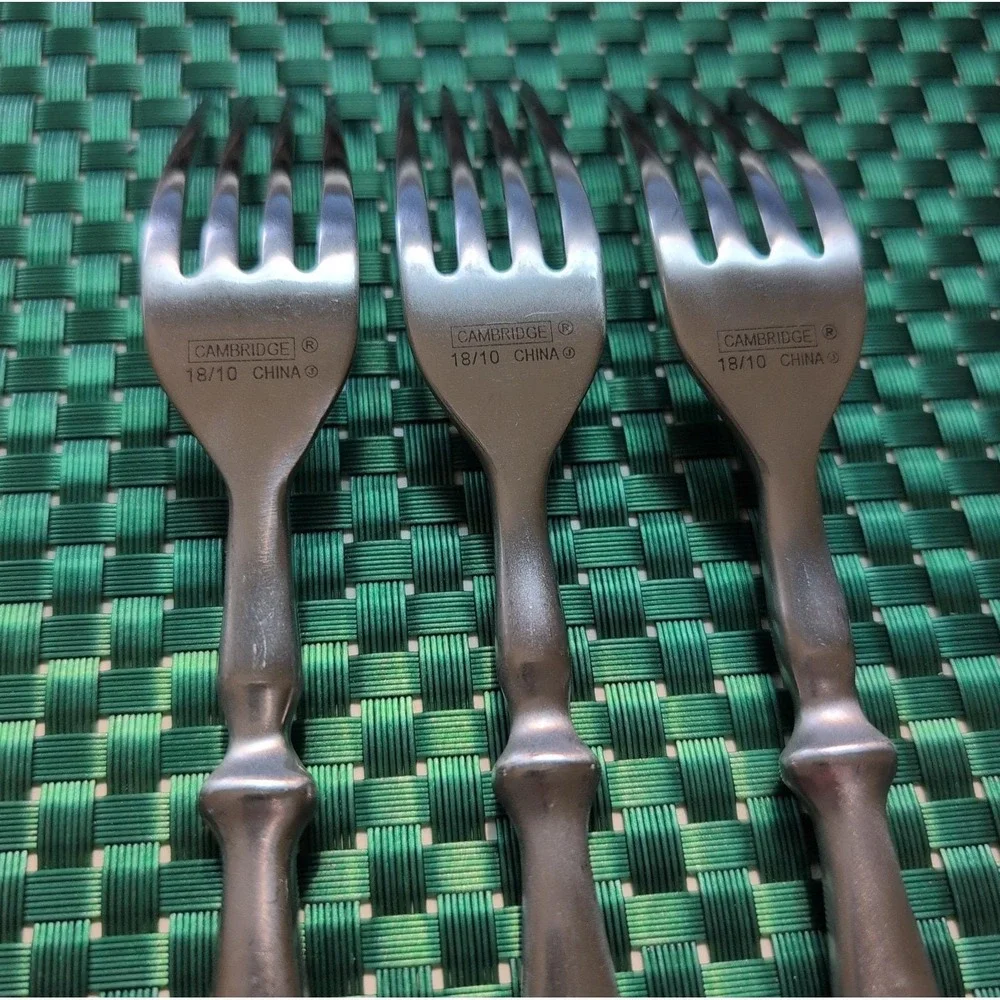 Cambridge TOWNHOUSE Dinner Forks Set Lot of 3 SATIN Stainless Bistro Style VTG